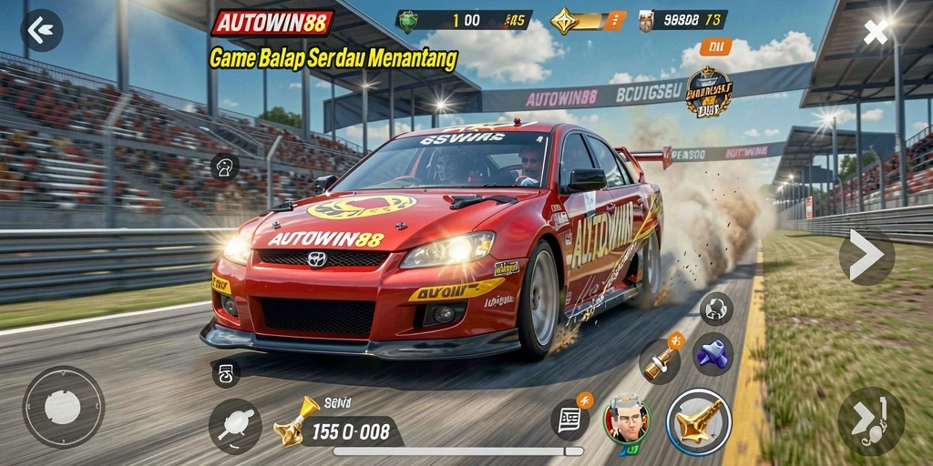 Tampilan gameplay AUTOWIN88 yang menegangkan saat balapan.