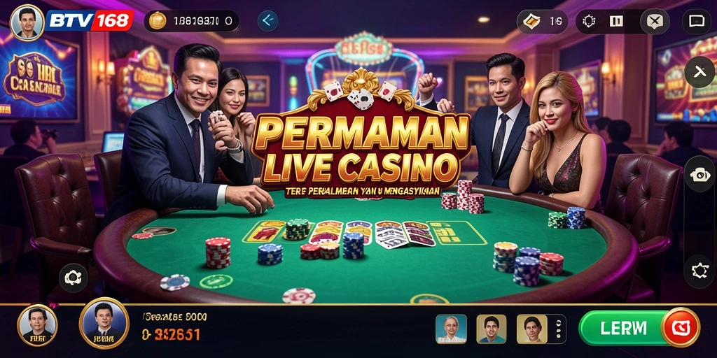 Tampilan gameplay menegangkan dengan dealer langsung di BTV168.