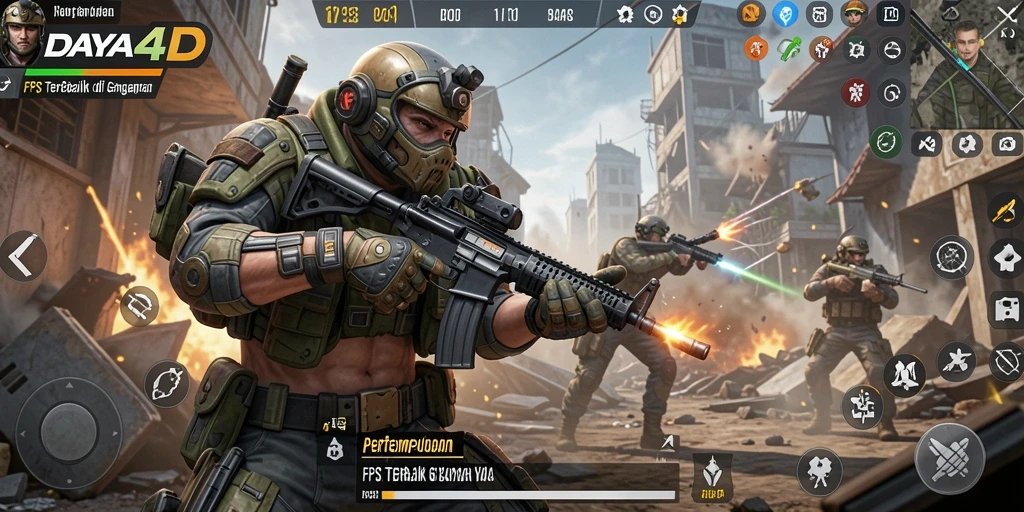 Tangkapan layar gameplay DAYA4D menampilkan aksi tembak-menembak yang seru.