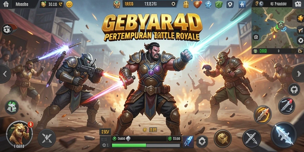 Gameplay seru GEBYAR4D dalam pertempuran Battle Royale.