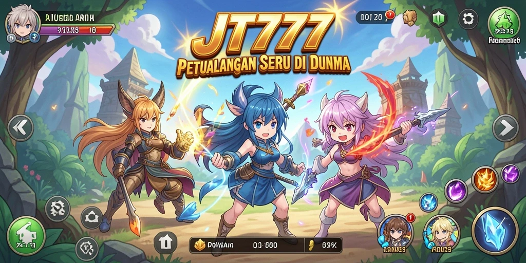 Tampilan gameplay seru dari JT777 dengan karakter anime favorit.