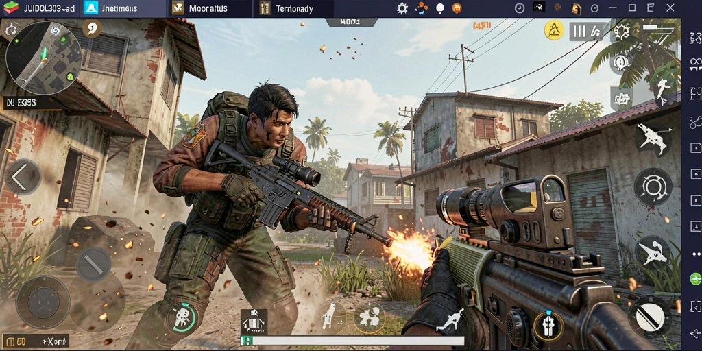 Tampilan menegangkan dari gameplay JUDOL303 dalam pertempuran FPS.