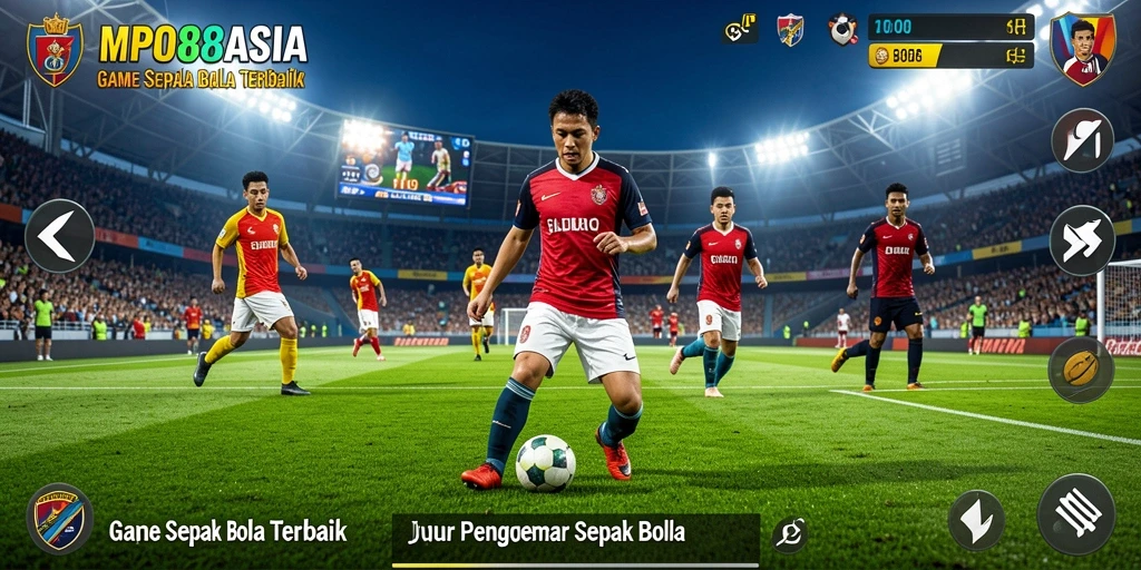 Tampilan gameplay MPO88ASIA dalam aksi pertandingan sepak bola.