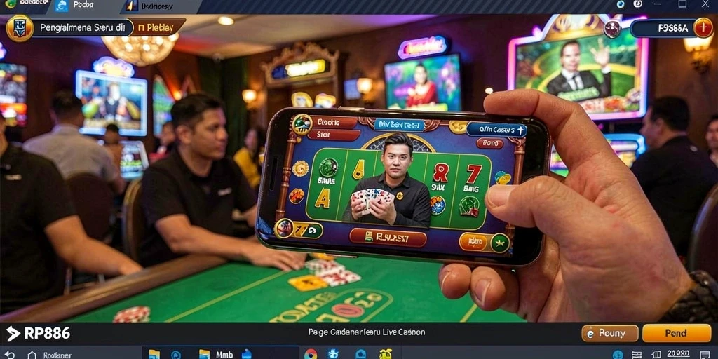 Tampilan gameplay seru di Live Casino aplikasi RP886.