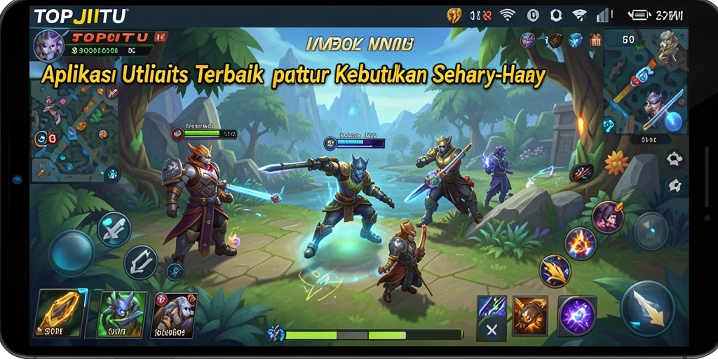 Tampilan utama aplikasi TOPJITU dengan fitur utilitas lengkap.